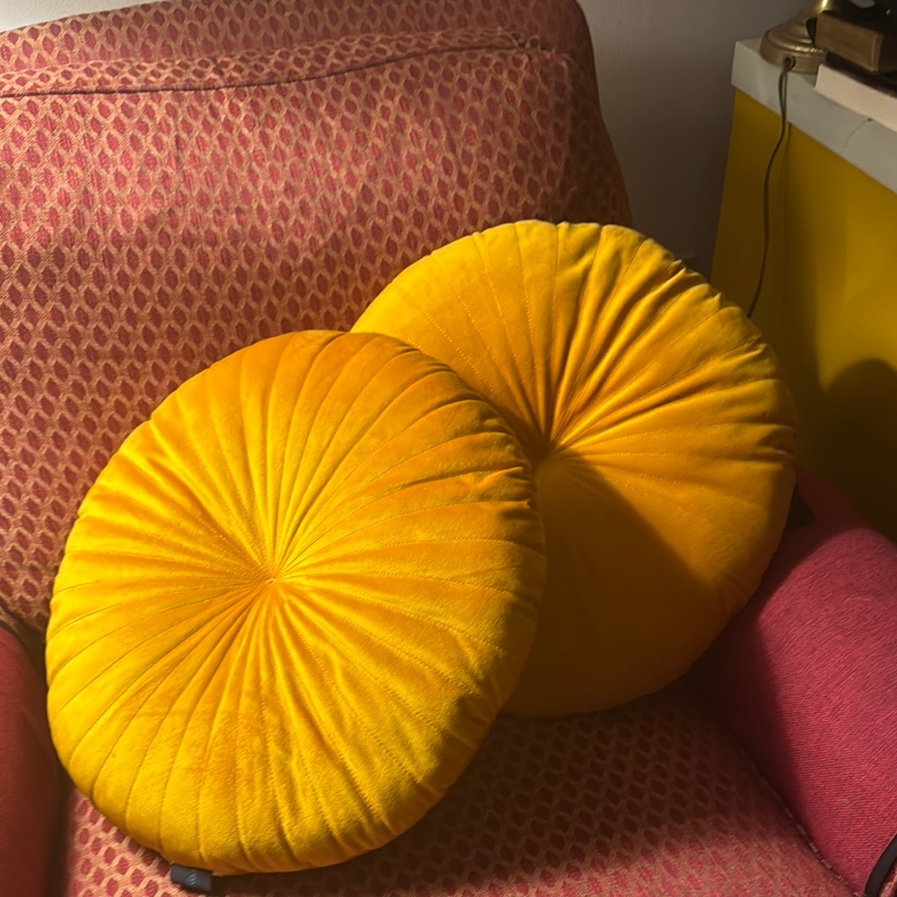Golden Sunburst Round Accent Pillows